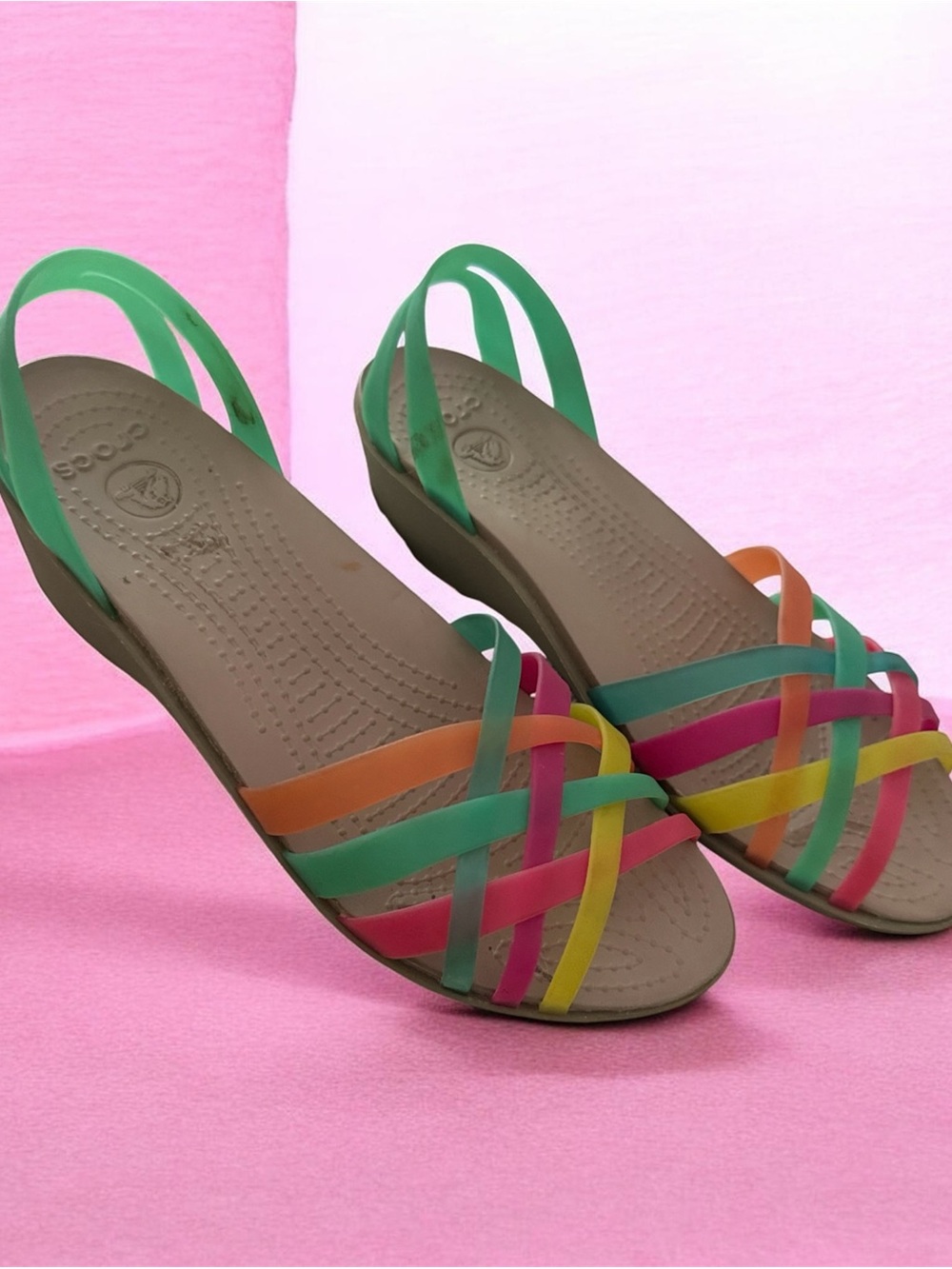 Crocs huarache sandals rainbow jelly size 9